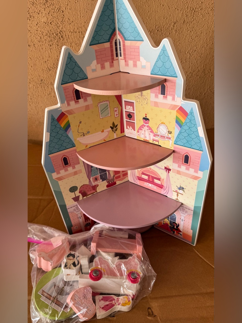Spark Create Imagine Wooden Castle Doll Playset with Tiered Shelve